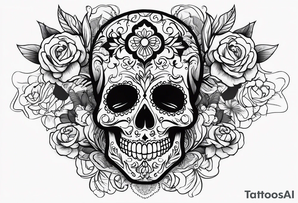Day of dead skull with smoke around it tattoo idea