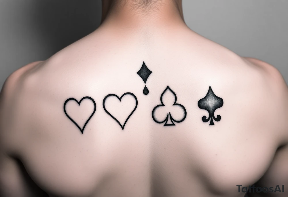 I want Hearts, Diamonds, Clubs, and Spades designs
 as a tattoo on the back of my forearm tattoo idea