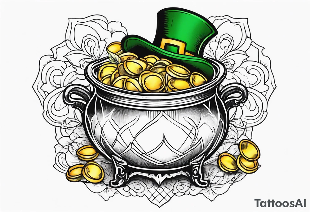 leprechaun pot of gold tattoo idea