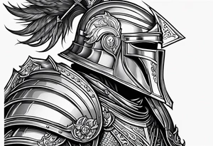 knight with heavy armor with RAYMOND on shield tattoo idea