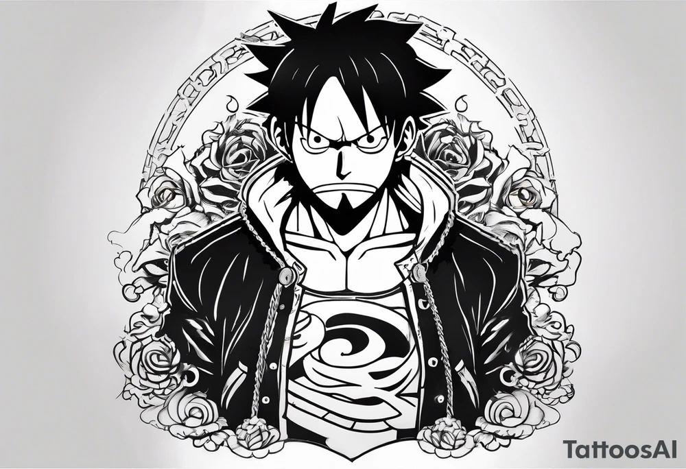 Luffy half normal half gear 5 tattoo idea