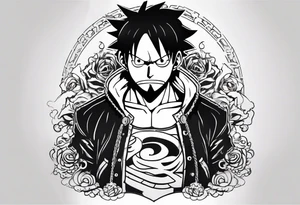 Luffy half normal half gear 5 tattoo idea