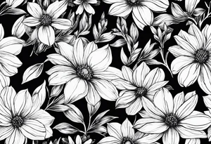 straight line - wildflower in watercolor represents overcoming challenges & strength - mountains, waves with a little sunshine tattoo idea