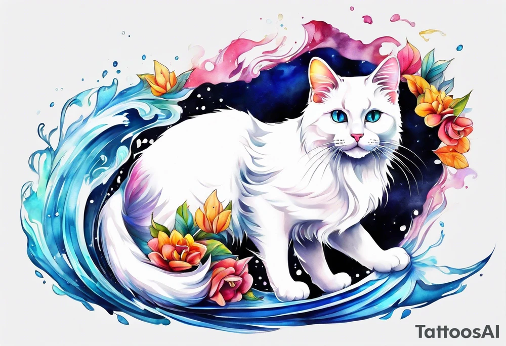 Water color cat tattoo idea