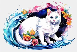 Water color cat tattoo idea