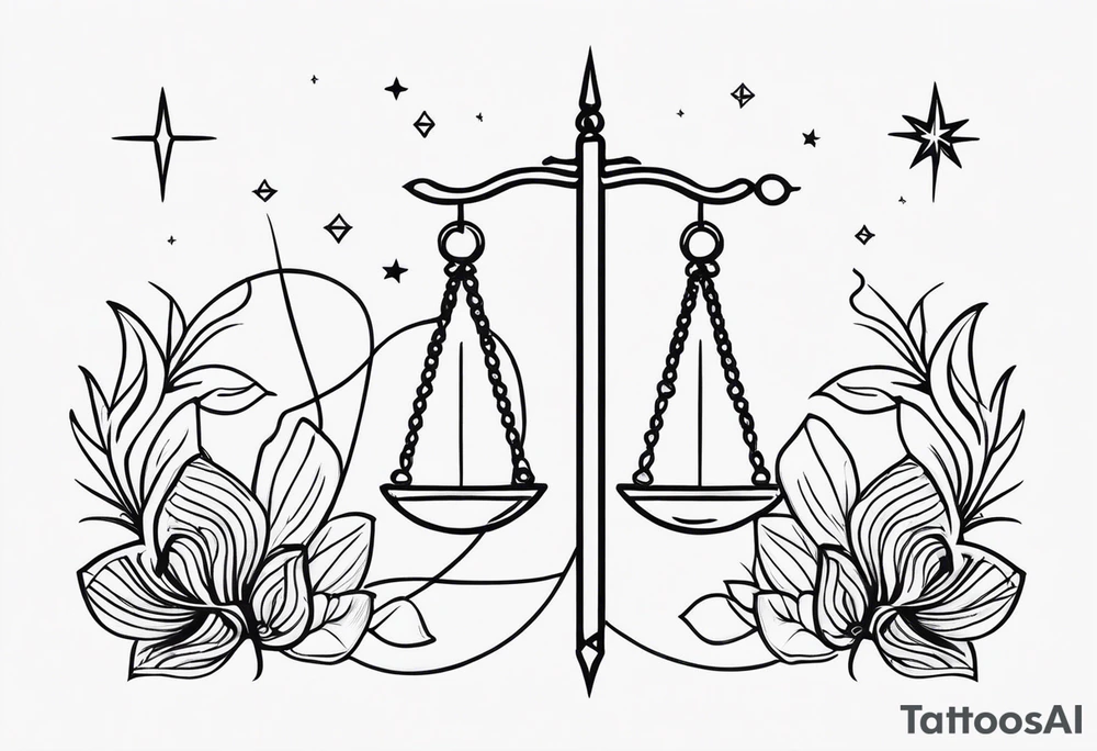 A small fine line combining the Virgo and libra symbols tattoo idea