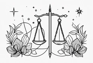 A small fine line combining the Virgo and libra symbols tattoo idea