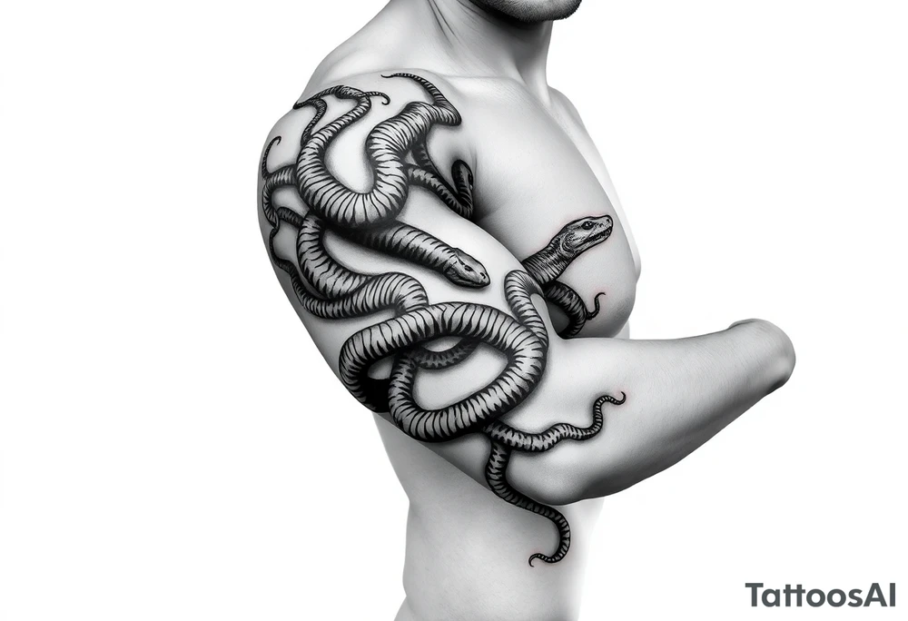 A big vine that splits wrapping around my arm with a snakes climbing up it tattoo idea