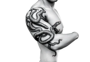 A big vine that splits wrapping around my arm with a snakes climbing up it tattoo idea