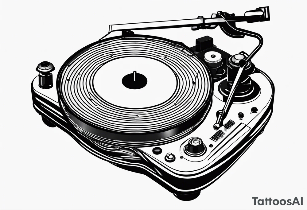 Recordplayer finline art minimalistic 2D only one line tattoo idea