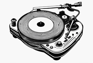 Recordplayer finline art minimalistic 2D only one line tattoo idea