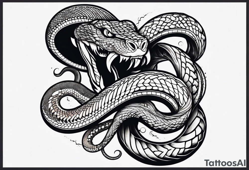 Two snakes fighting tattoo idea