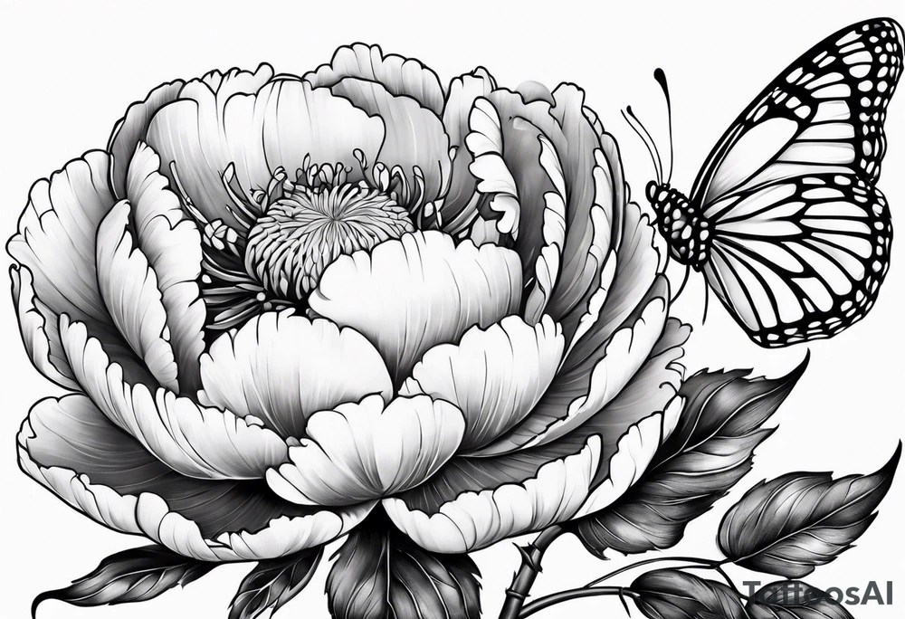 Peony and a butterfly tattoo idea