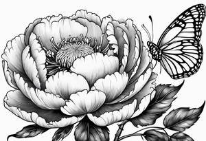 Peony and a butterfly tattoo idea