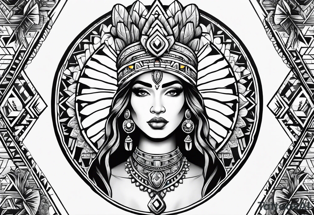 Aztec princess, cactus tattoo idea