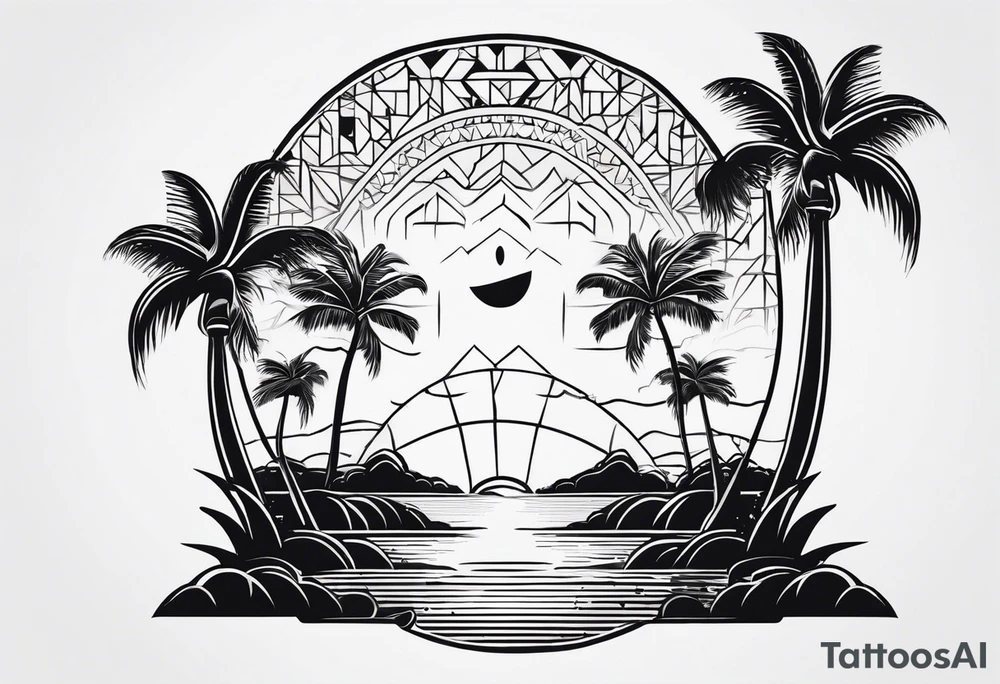 Smiley palm trees eyes tattoo idea