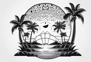 Smiley palm trees eyes tattoo idea