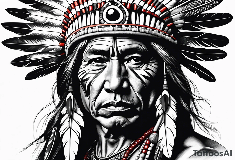 realistic native american tattoo idea