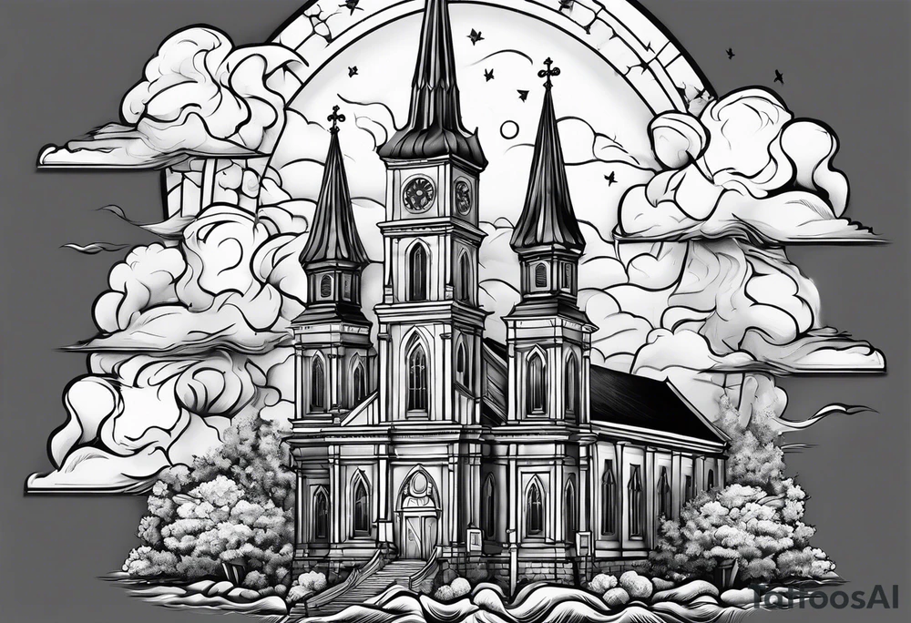 church burning down tattoo idea