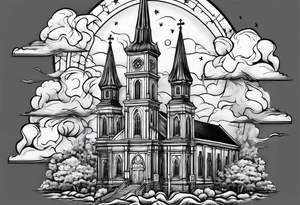 church burning down tattoo idea