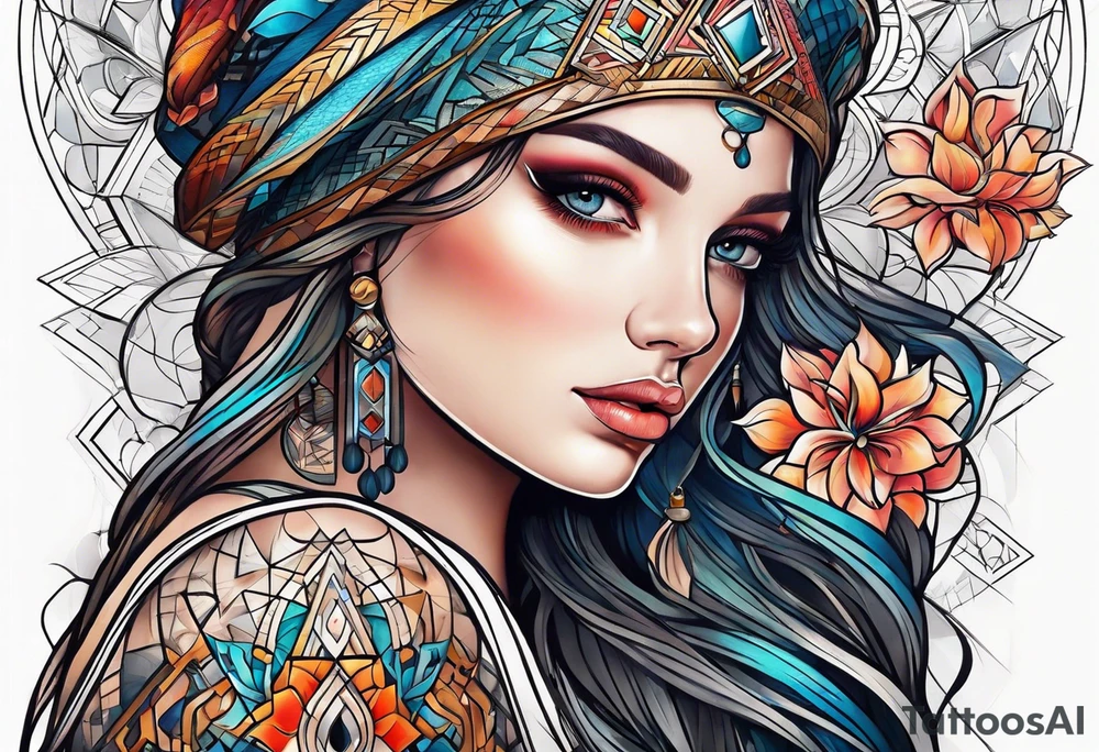 Geometrical painting tattoo idea
