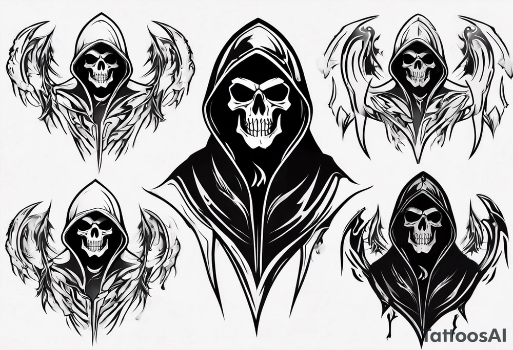 Upper half of a hooded reaper with no weapon tattoo idea