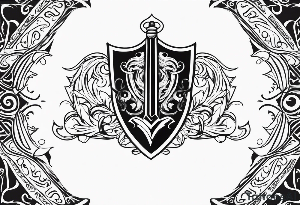 Valhalla shield fire sword tattoo idea