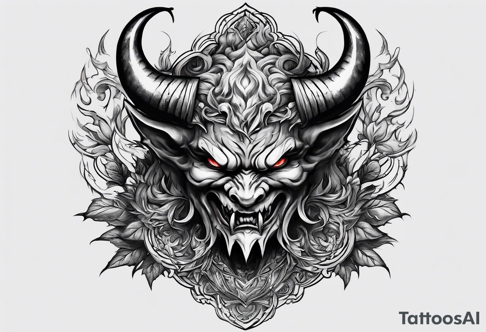Devil fighting upward tattoo idea
