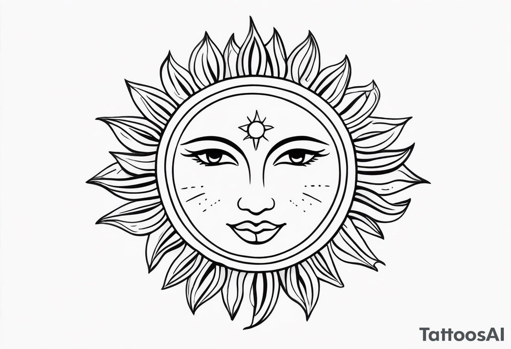 Feminine and simple sun tattoo idea