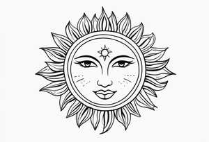 Feminine and simple sun tattoo idea