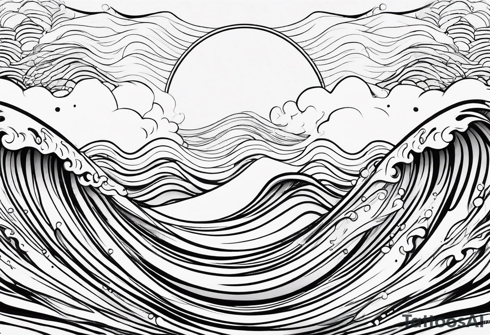 Single line ocean wave tattoo idea