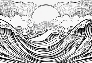 Single line ocean wave tattoo idea