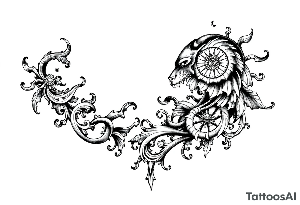 long mytical with ancient rhyme tattoo idea