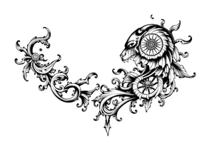 long mytical with ancient rhyme tattoo idea