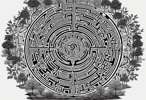 a labyrinth made out of a tree. There is no way to get to the center of the maze. tattoo idea