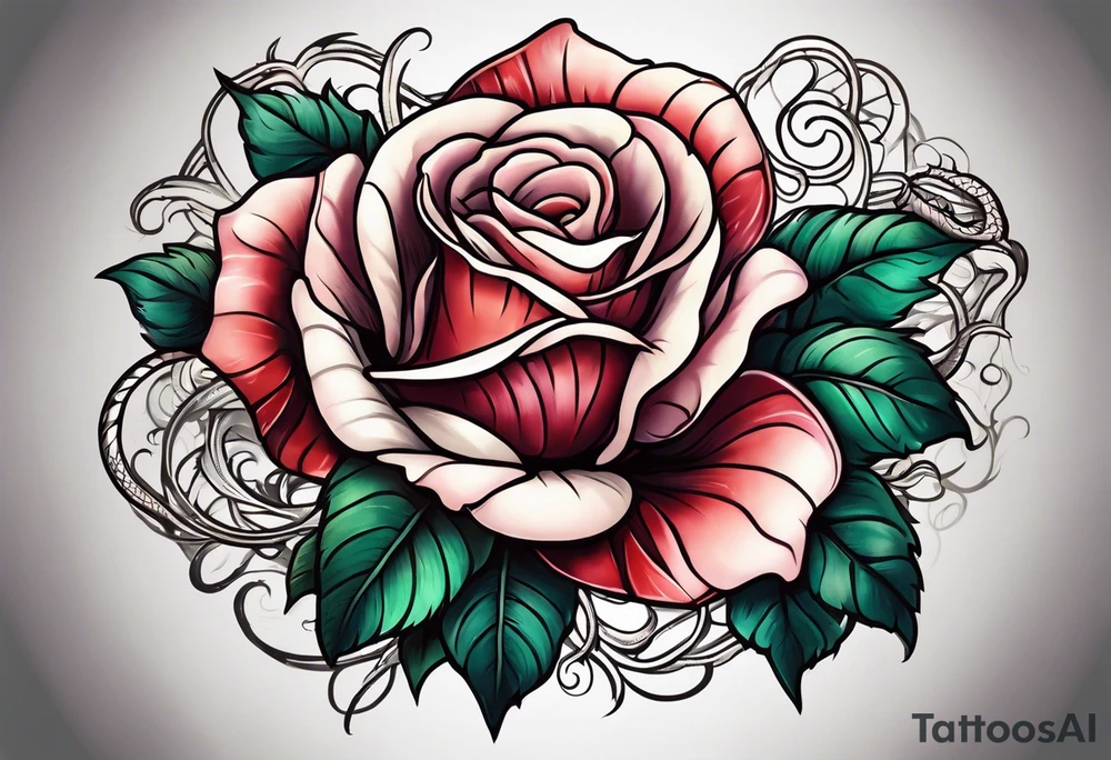 rose with snake tattoo idea