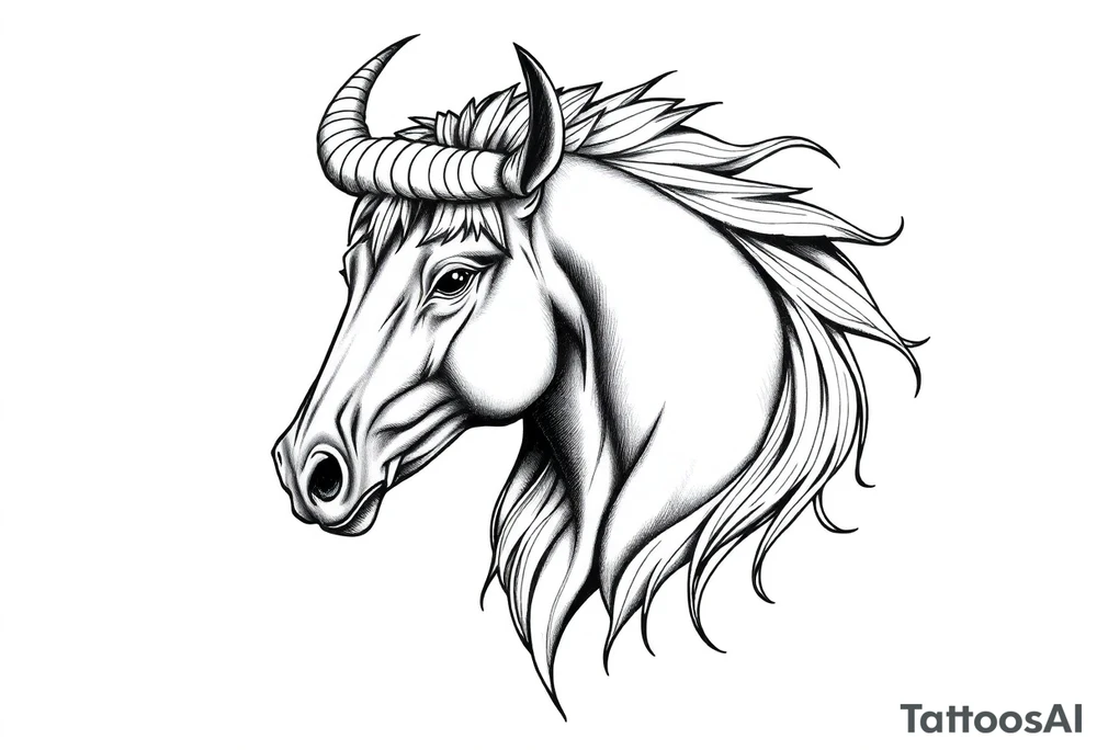 French Filipino Canadian Taurus horse tattoo idea