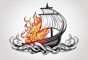 valhalla sword viking ship on fire tattoo idea