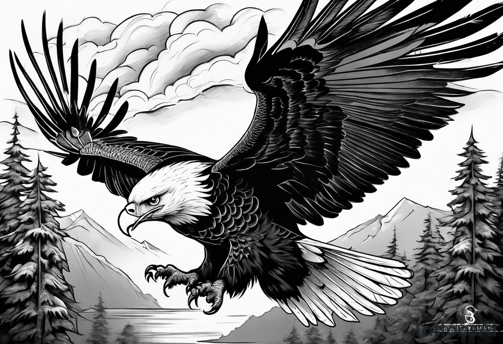 supper  flying eagle tattoo idea