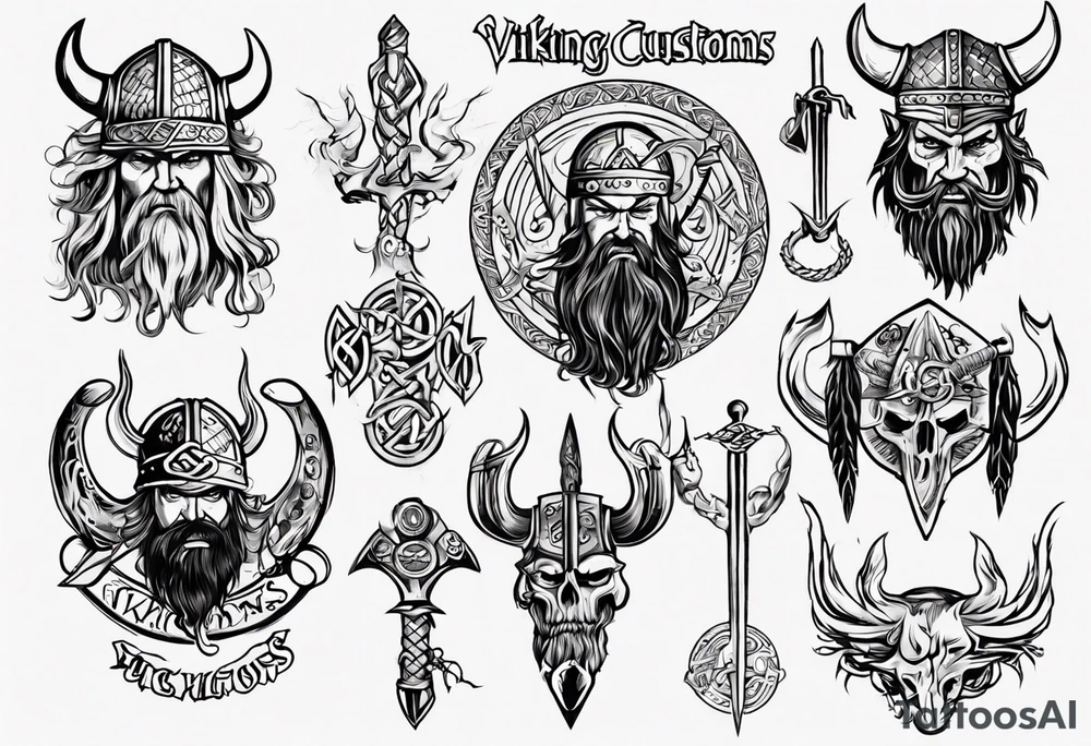 Heading saying “Viking Customs” tattoo idea