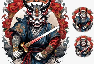 Hannya  holding a katana full tattoo idea