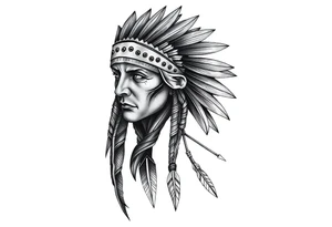 Native American warrior with head dress and arrows tattoo idea
