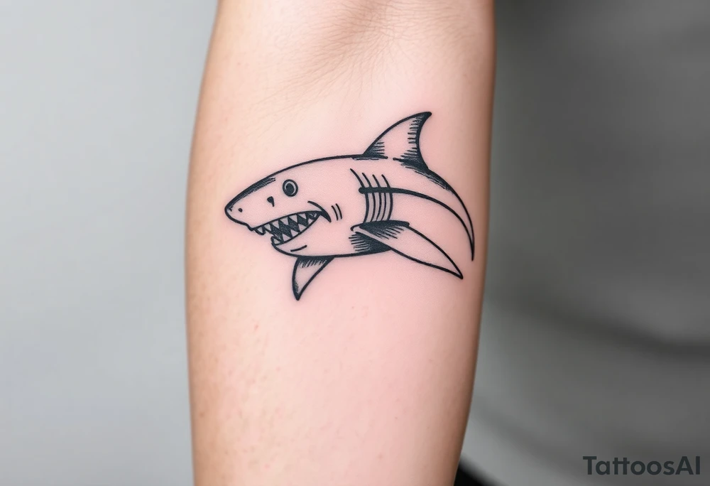 Masculine strong shark flowing forward in water tattoo idea