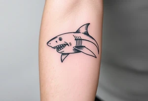 Masculine strong shark flowing forward in water tattoo idea