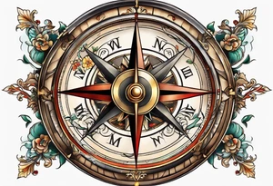 antique compass side view tattoo idea