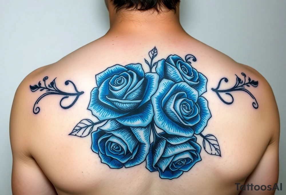 blue roses with the quote She overcame everything that tried to destroy her tattoo idea