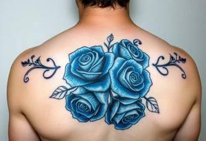 blue roses with the quote She overcame everything that tried to destroy her tattoo idea