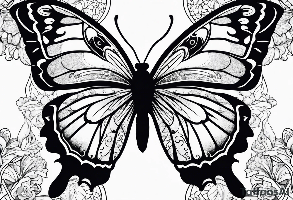 Moth chasing a butterfly tattoo idea