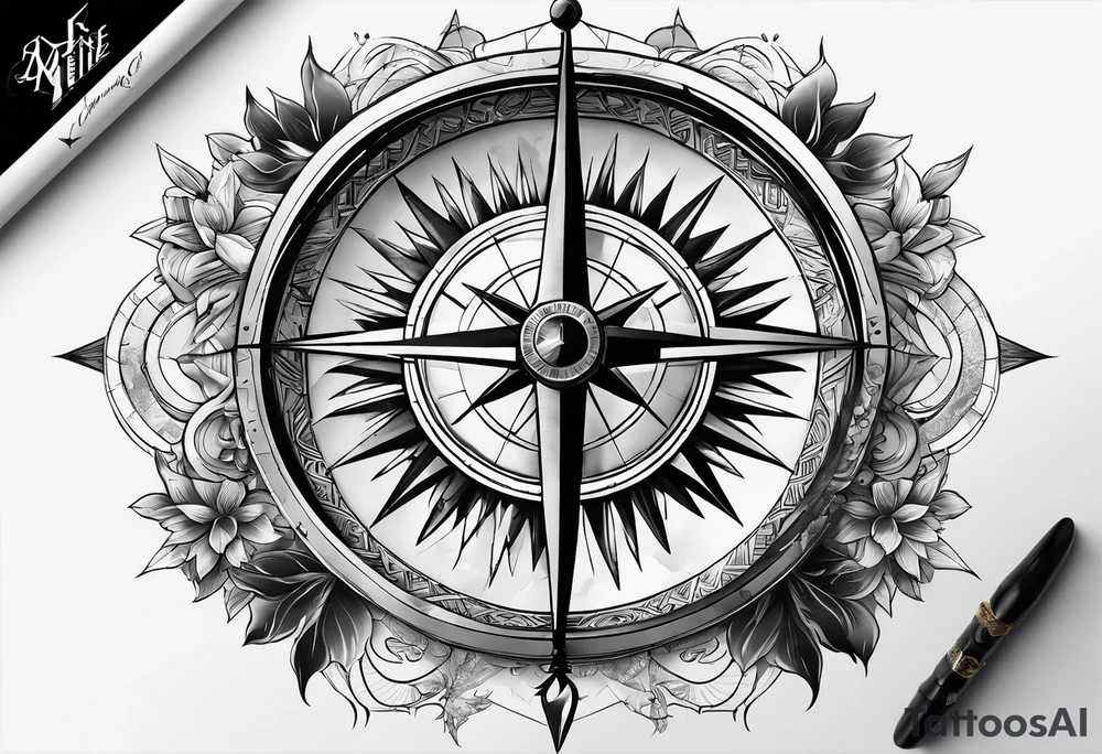 Compass for direction and guidance and samurai sword tattoo idea Compass for direction and guidance and samurai sword tattoo idea