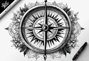 Compass for direction and guidance and samurai sword tattoo idea